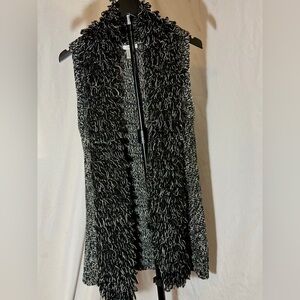 Cache Vintage Monochrome Textured Knit Cardigan Size M NWOT 30 Inches Long